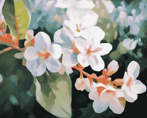 White Aloysia Blossoms Diamond Painting