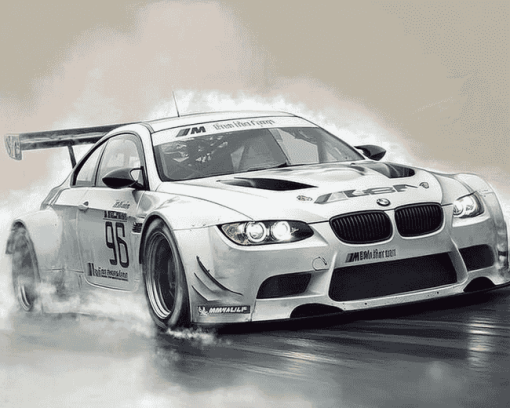 White BMW Racing Diamond Painting