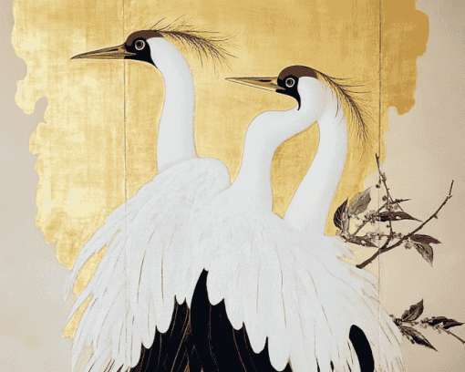 White Birds by Watanabe Shiko Diamond Painting