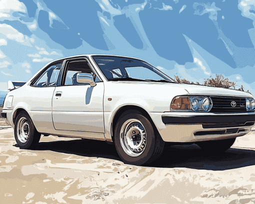 White Corolla Car Diamond Painting