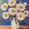 White Daisy Vase Blossoms Diamond Painting