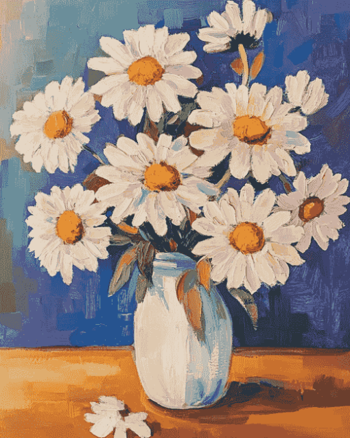 White Daisy Vase Blossoms Diamond Painting