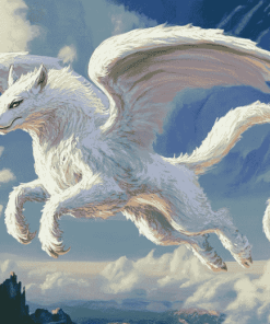 White Falcor Fantasy Diamond Painting