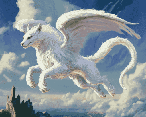 White Falcor Fantasy Diamond Painting