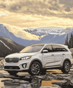 White Kia Sorento Mountain Drive Diamond Painting