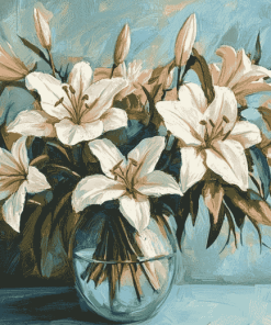 White Lily Blossoms Diamond Painting