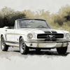 White Mustang Convertible Diamond Painting