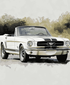 White Mustang Convertible Diamond Painting