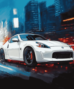 White Nissan 370z Engines Diamond Painting