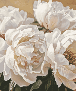 White Peonies Blossoms Diamond Painting