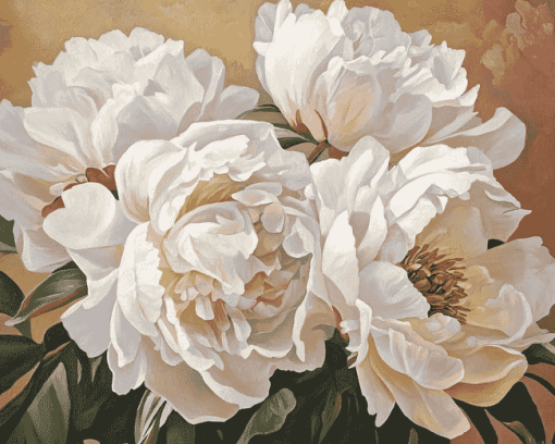 White Peonies Blossoms Diamond Painting