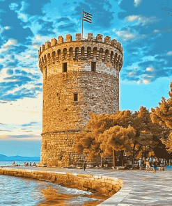 White Tower Thessaloniki Landmark Diamond Painting