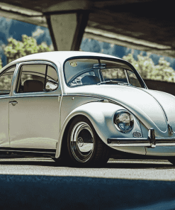 White Vintage Volkswagen Bug Diamond Painting