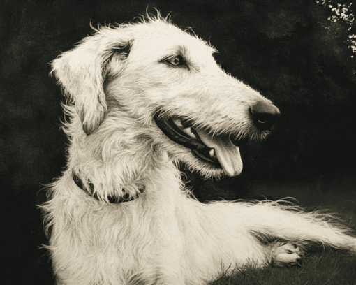 White Wolfhound Puppy Diamond Painting