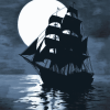 Whydah Ship Moonlit Silhouette Diamond Painting