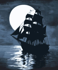 Whydah Ship Moonlit Silhouette Diamond Painting