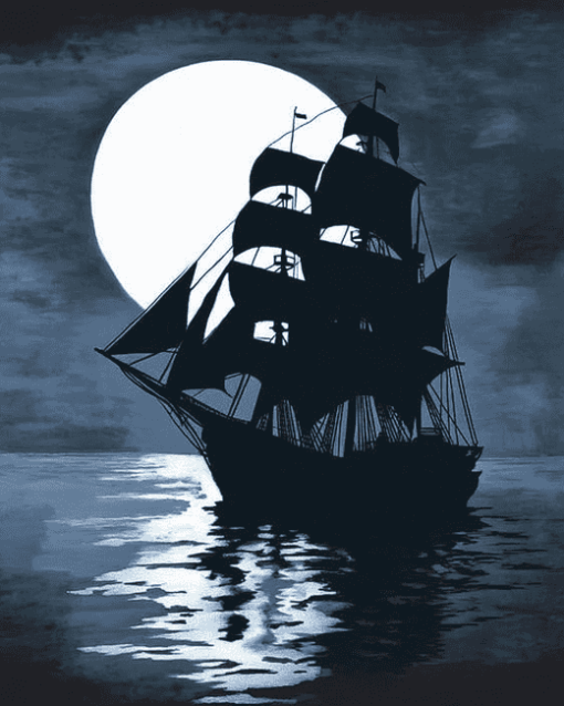 Whydah Ship Moonlit Silhouette Diamond Painting