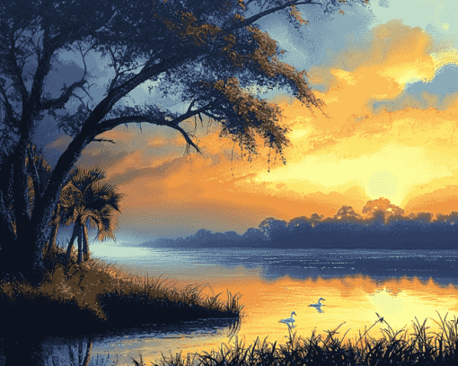 Willie Daniels Indian River Sunrise Diamond Painting