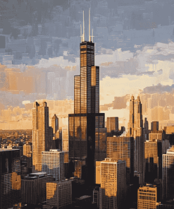 Willis Tower Chicago Skyline Diamond Painting