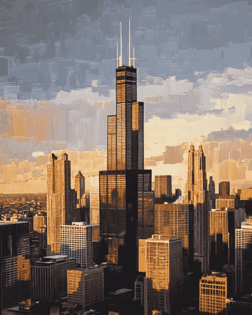 Willis Tower Chicago Skyline Diamond Painting