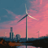 Wind Turbine Landscape Diamond Painting