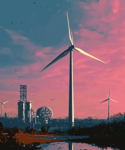 Wind Turbine Landscape Diamond Painting