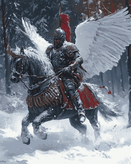 Winged Hussar Winter Scene Diamond Painting