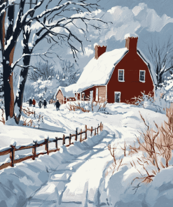 Winter Barn Landscapes Diamond Painting