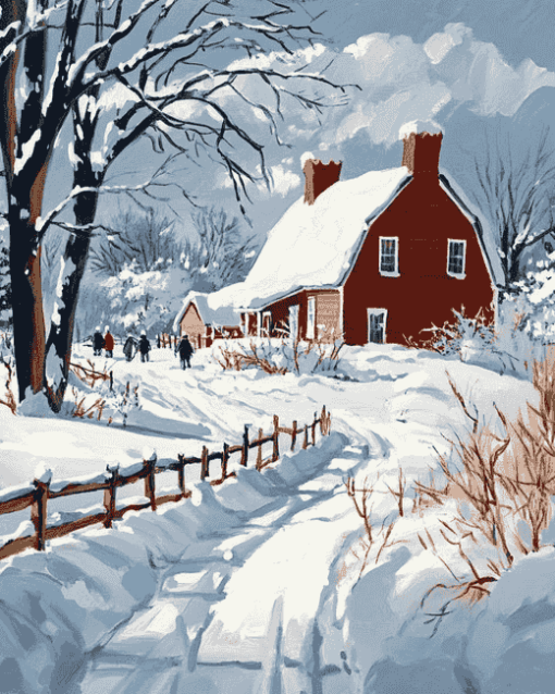 Winter Barn Landscapes Diamond Painting