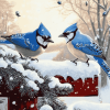 Winter Blue Jays Diamond Painting