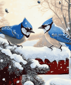 Winter Blue Jays Diamond Painting