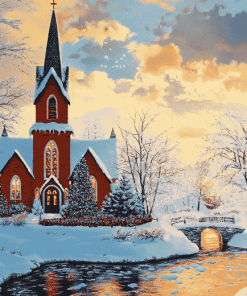 Winter Church Scene Diamond Painting