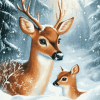 Winter Fawn in Snow Diamond Painting