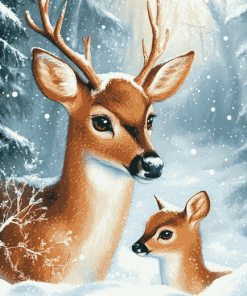 Winter Fawn in Snow Diamond Painting