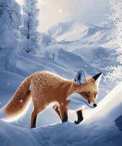 Winter Fox in Snow Diamond Painting