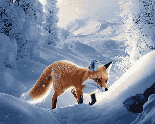 Winter Fox in Snow Diamond Painting