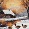 Winter Geese Landscape Diamond Painting