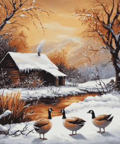 Winter Geese Landscape Diamond Painting