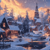 Winter Snowy Village Diamond Painting