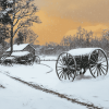 Winter Wagons in Snowy Landscape Diamond Painting