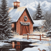 Winter's Call: Snowy Farm Landscapes Diamond Painting