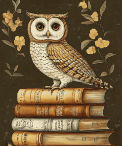 Wise Owl on Books Diamond Painting