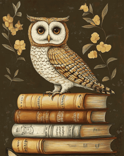 Wise Owl on Books Diamond Painting