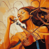 Woman Enjoying Music Diamond Painting