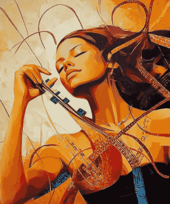 Woman Enjoying Music Diamond Painting