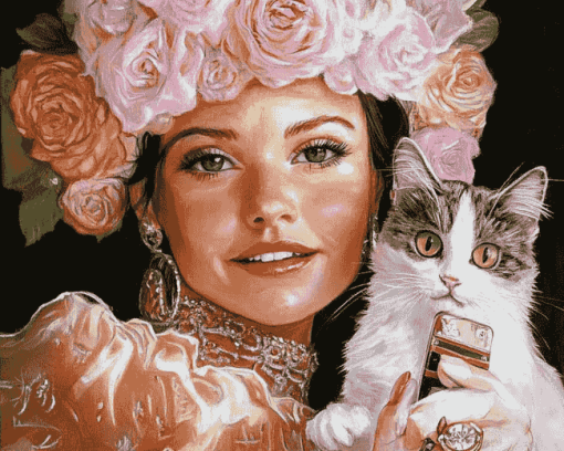 Woman and Cat Diamond Painting