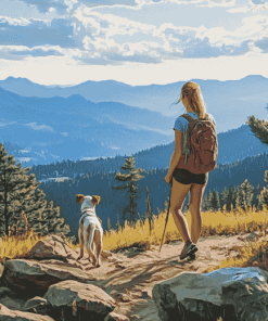 Woman and Dog Outdoor Adventure Diamond Painting