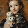 Woman with Ferrets Diamond Painting