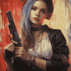 Woman with Gun Diamond Painting