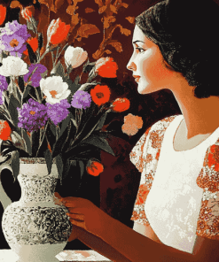 Woman with Vintage Vase Diamond Painting